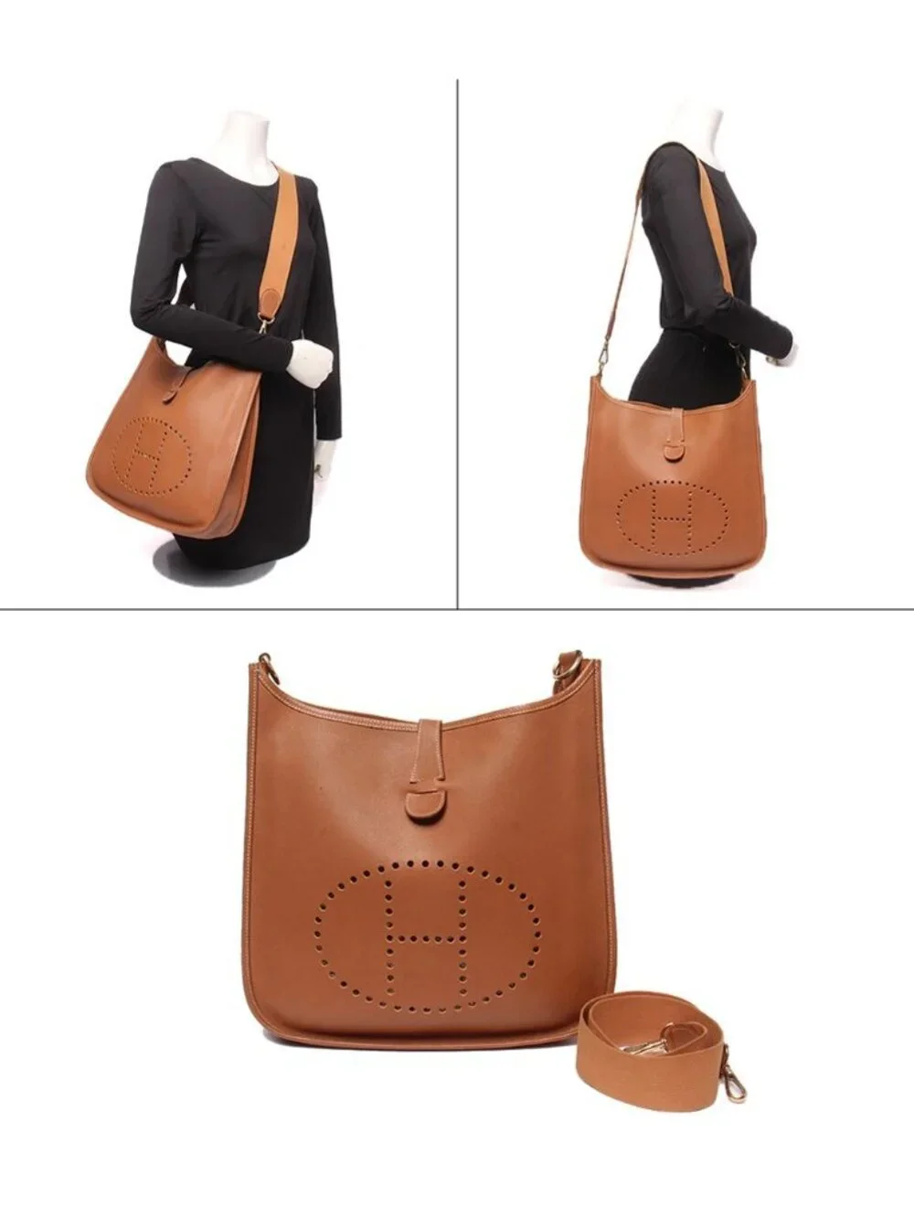 Hermes Shoulder Bag Crossbody Gold Evelyne I GM